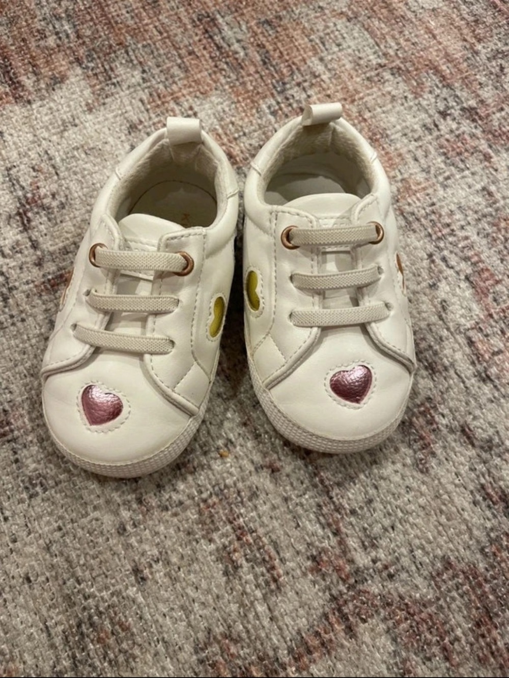 Kurt Geiger White Sneakers with Pink Heart and Yellow Accents